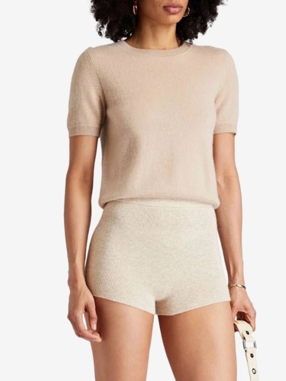 NAADAM Knit Lounge Shorts Beige NWT Size S Cashmere Blend